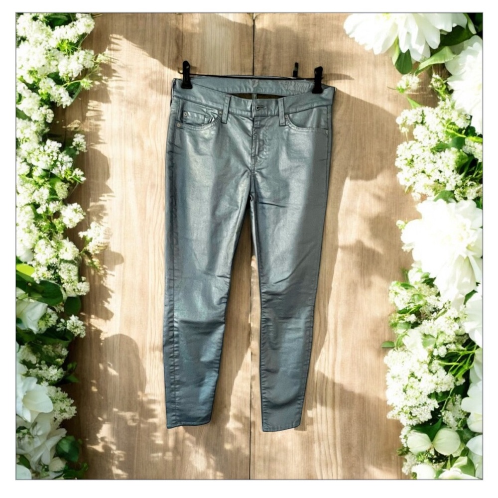 7 For All Mankind Metallic
Coated Skinny Shimmer
Jeans Sz 28 - Picture 4 of 15